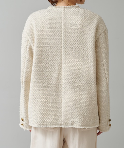 「PUAL CE CIN」 ツイードジャケット FREE アイボリー レディース_画像4