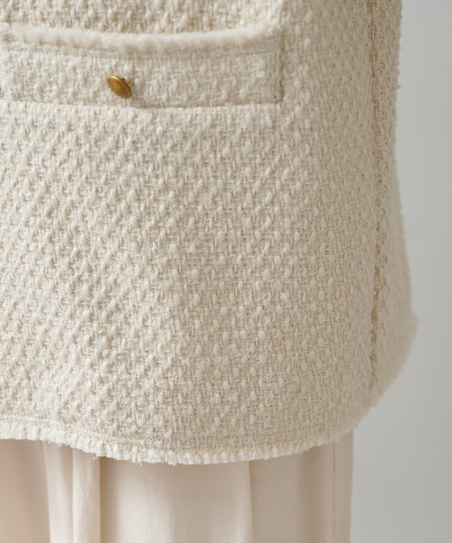 「PUAL CE CIN」 ツイードジャケット FREE アイボリー レディース_画像9