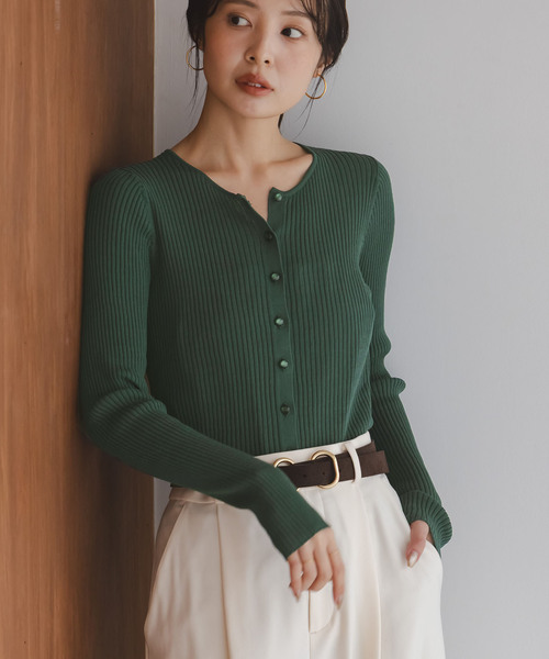 【新品】Noble カーディガン NOBLE（ノーブル） カーディガン CO/SILK リブカーディガン レディース