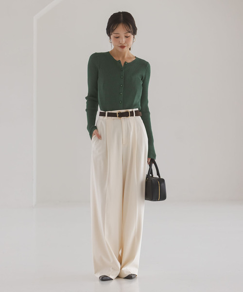 NOBLE（ノーブル） カーディガン CO/SILK リブカーディガン レディース