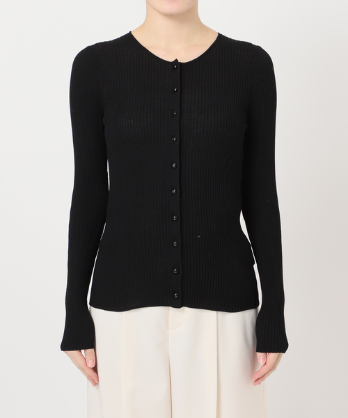 NOBLE（ノーブル） カーディガン CO/SILK リブカーディガン レディース