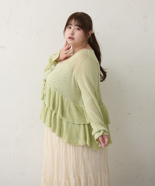 「Louiosy」 ニットカーディガン 4L グリーン系その他 レディース_画像3