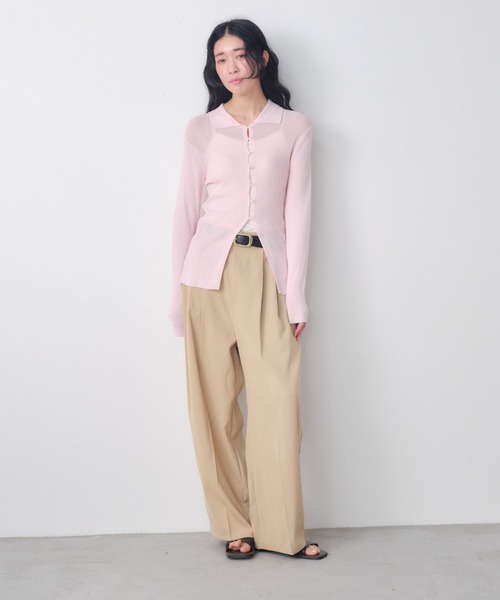 【クロエ】シルク混　ニット　ロングカーディガン　ペプラム　ラメ　希少　y2k 洗える》マシュマロミラノAラインペプラムカーディガン CROSS FUNCTION