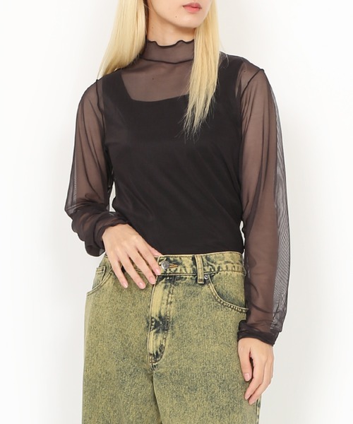 [PUNYUS] трикотажный джемпер с длинным рукавом 3 черный женский 