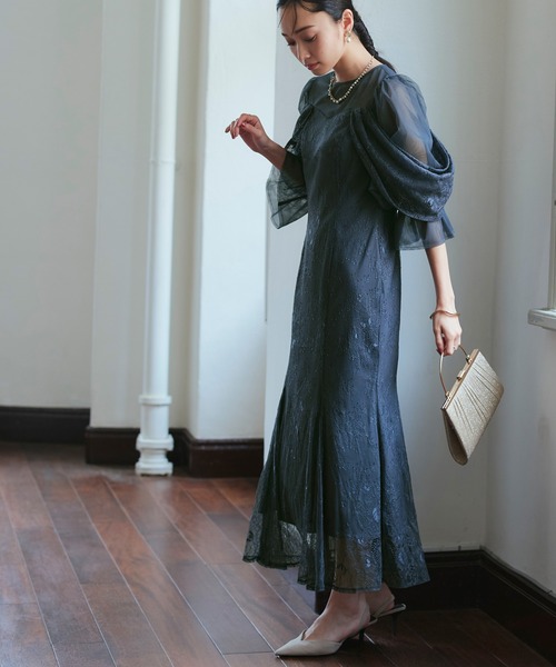「RUIRUE BOUTIQUE」 半袖ワンピース M チャコール レディースの画像