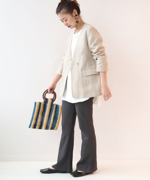 「JOURNAL STANDARD relume」 ノーカラージャケット 38 ベージュ レディース_3
