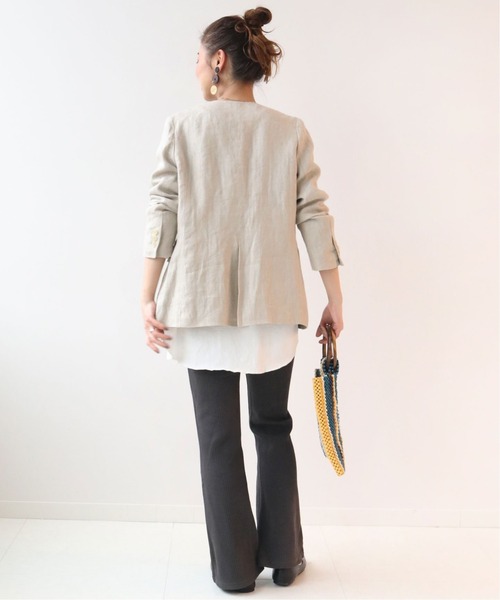 「JOURNAL STANDARD relume」 ノーカラージャケット 38 ベージュ レディース_8