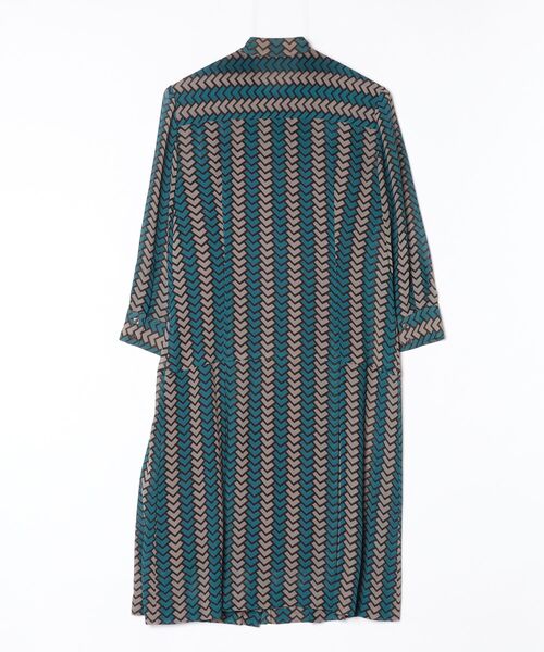 「YUMA KOSHINO」 ドット柄長袖ワンピース 40 グリーン レディース_画像2