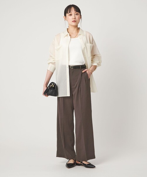 ワイドパンツ パンツ 「size SHORT/TALLあり」シアーエア ワイド パンツ マシンウォッシャブル レディースの画像