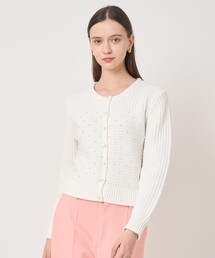 ANAYI（アナイ） カーディガン 半袖 パールスタッズカーディガン