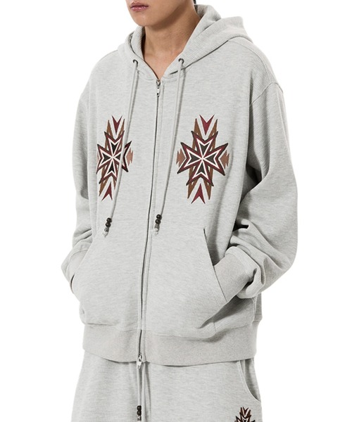 OY（オーワイ） パーカー 「OY/オーワイ」CROSS WAFFLE HOODIE ZIP UP