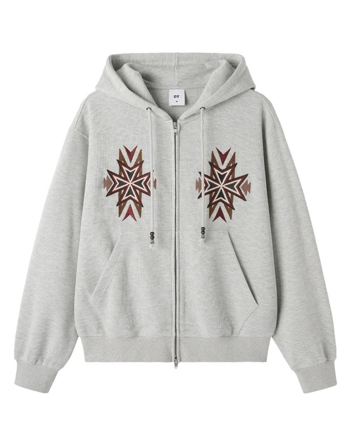 OY（オーワイ） パーカー 「OY/オーワイ」CROSS WAFFLE HOODIE ZIP UP