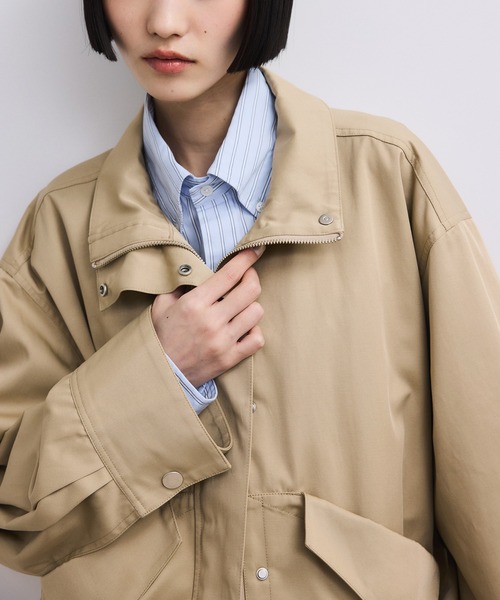 アダムエロペ スタンドカラーブルゾン 春秋 ベージュ 美品 軽量 SALON adam et rope'（サロン アダム エ ロペ） ブルゾン アウター