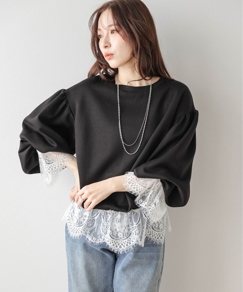 レースプルオーバー　グレー tシャツ レースデザイン プルオーバー レディース : ZOZOTOWN Yahoo!店