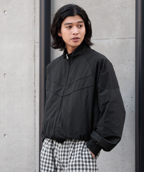 Blanc basque ウールナイロン切替MA-1風ブラックブルゾン38 blanc basque (ブランバスク) 裏毛 x 布帛前開きARMYブルゾン