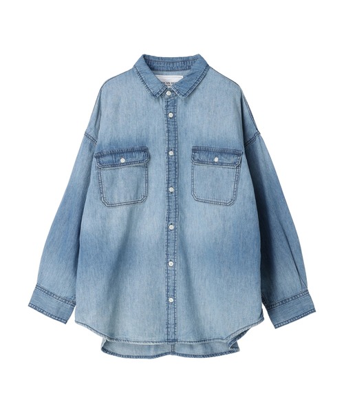 「AMERICAN HOLIC」 長袖シャツ L ライトインディゴブルー レディース_画像5