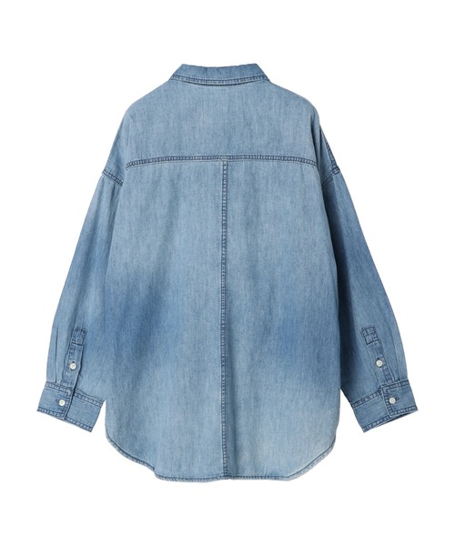 「AMERICAN HOLIC」 長袖シャツ L ライトインディゴブルー レディース_画像6