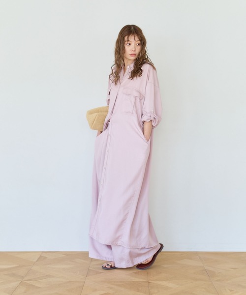 ワイドパンツ パンツ テンセルワイドパンツ レディースの画像