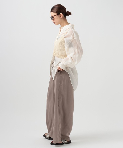 ワイドパンツ パンツ テンセルワイドパンツ レディースの画像
