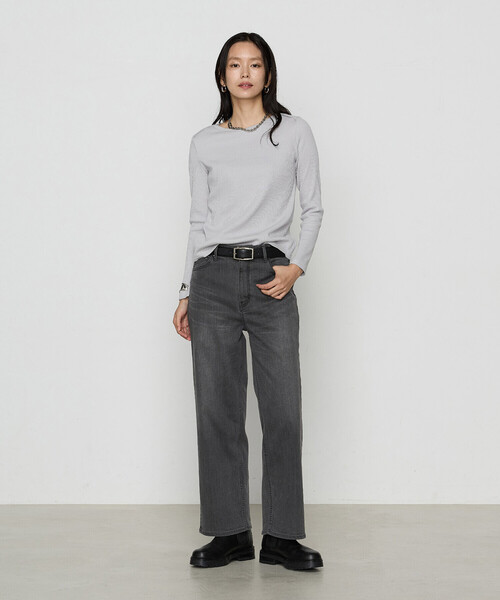「COMME CA」 長袖カットソー L ライトグレー レディース_画像6