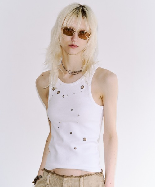ジョゼムーン タンクトップ JOSE MOON（ジョゼムーン） タンクトップ ノースリーブ EYELET TANK