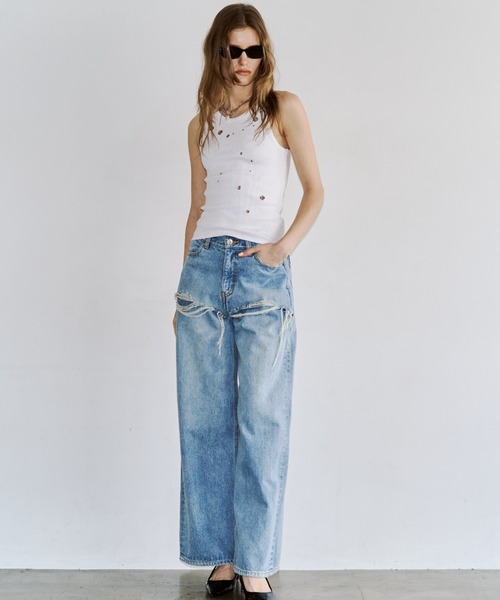 ジョゼムーン タンクトップ JOSE MOON（ジョゼムーン） タンクトップ ノースリーブ EYELET TANK