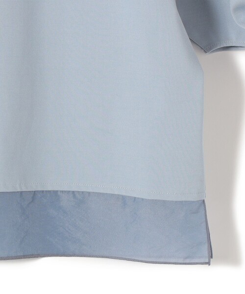 tシャツ 「洗濯機可能」袖 ツイスト デザイン シアー ドッキング TEE レディースの画像