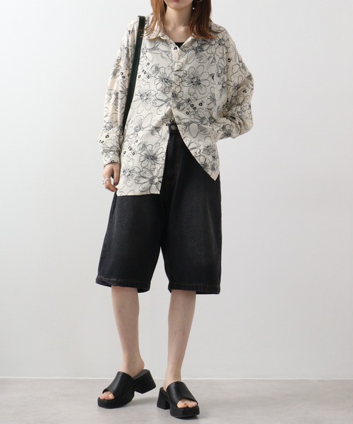 「JUNGLE STORM」 デニムハーフパンツ L パープル メンズ_画像6