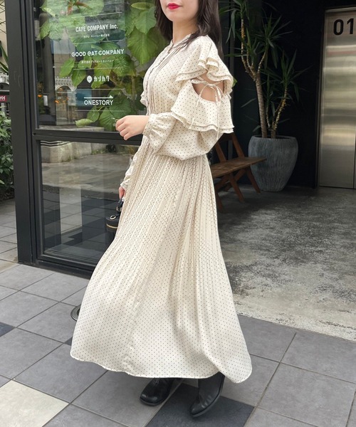 「OLIVE des OLIVE」 長袖ワンピース FREE アイボリー レディース_画像7