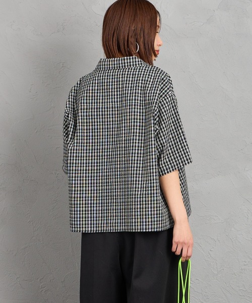 「UNIVERSAL OVERALL」 半袖シャツ F ネイビー レディース_画像5