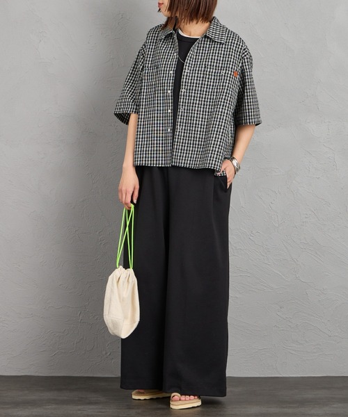 「UNIVERSAL OVERALL」 半袖シャツ F ネイビー レディース_画像6
