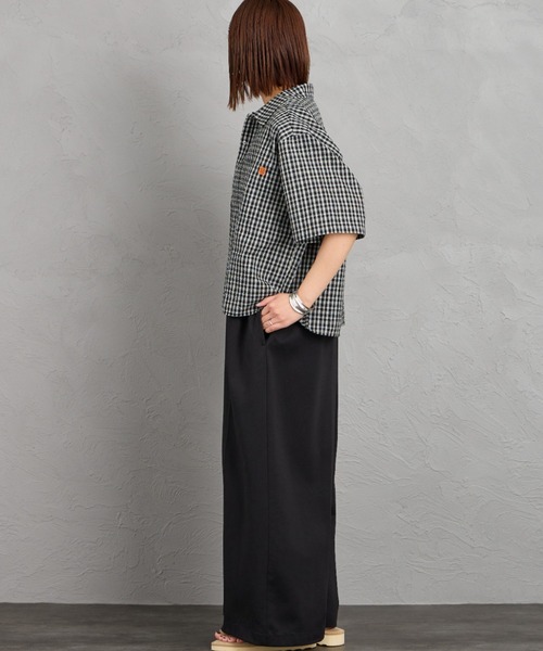 「UNIVERSAL OVERALL」 半袖シャツ F ネイビー レディース_画像7