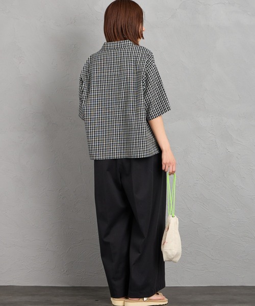 「UNIVERSAL OVERALL」 半袖シャツ F ネイビー レディース_画像8