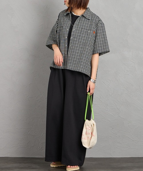 「UNIVERSAL OVERALL」 半袖シャツ F ネイビー レディース_画像9