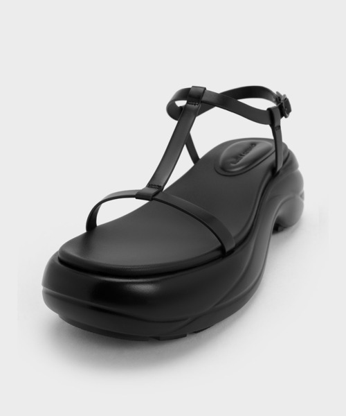 「CHARLES & KEITH」 フラットサンダル 25cm ブラック レディース_画像4