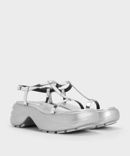 「CHARLES & KEITH」 フラットサンダル 25cm ブラック レディース_画像6