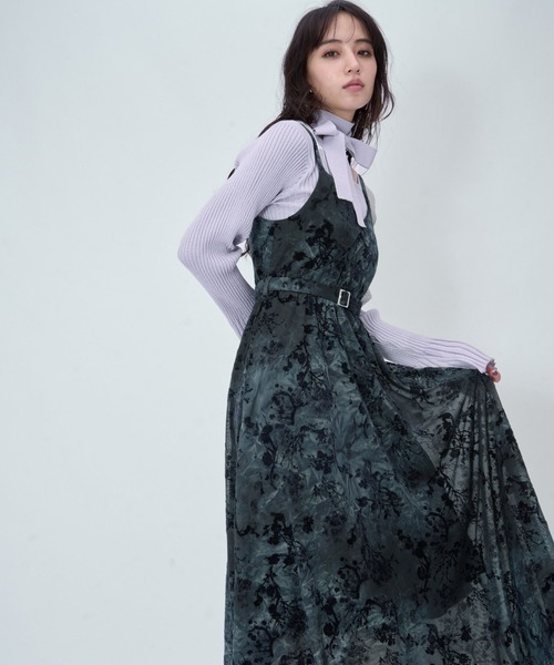 HARE　ハレ　オパールシアーキャミワンピース　黒　美品　ベロア　1676 HARE（ハレ） ワンピース オパールシアーキャミワンピース(HARE