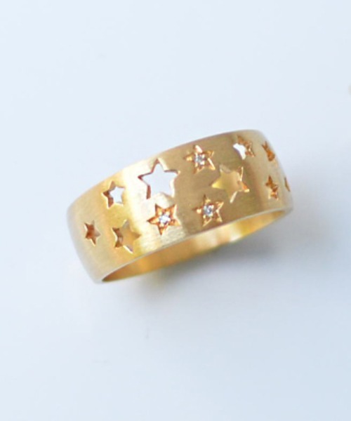 指輪 リング K18　ダイヤモンド　スターダストコレクション　透かしリング レディース