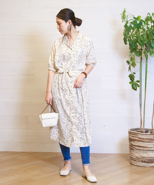 ワンピース BID / Flower Print Shirts Long Onepiece レディース 