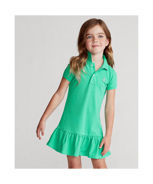 ワンピース コットン メッシュ ポロドレス RALPH ラルフ コットン メッシュ POLO LAUREN CHILDRENSWEAR，ポロ ローレン