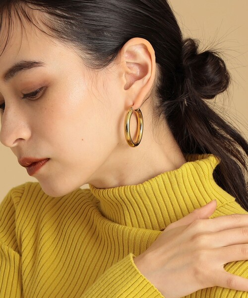 Ray BEAMS / K18 フープピアス 10mm（ピアス（両耳用））｜Ray