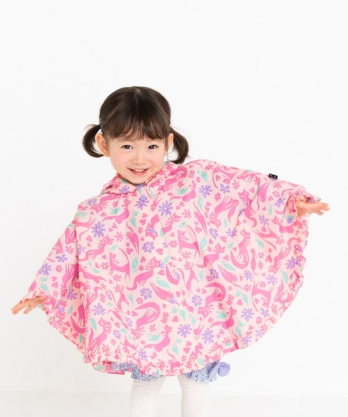 96猫 ポンチョ nino レインコート カッパ ネコフラワーレインポンチョ キッズ