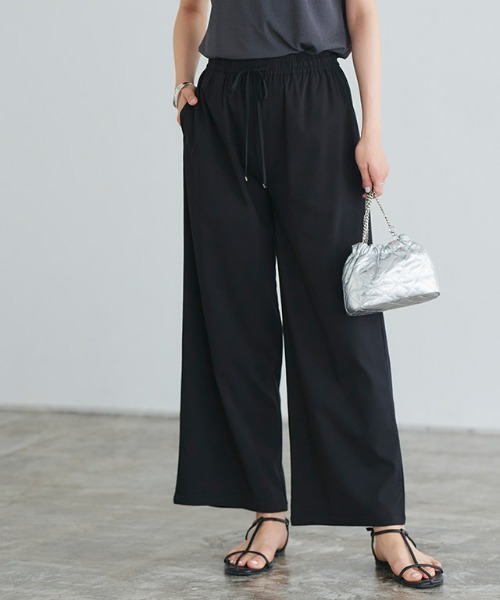 トロ様 Pierrot（ピエロ） パンツ ストレッチツイルワイドパンツ レディース