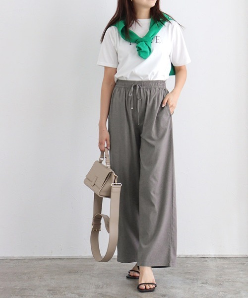 ☆たえページ☆ Pierrot（ピエロ） パンツ ストレッチツイルワイドパンツ レディース