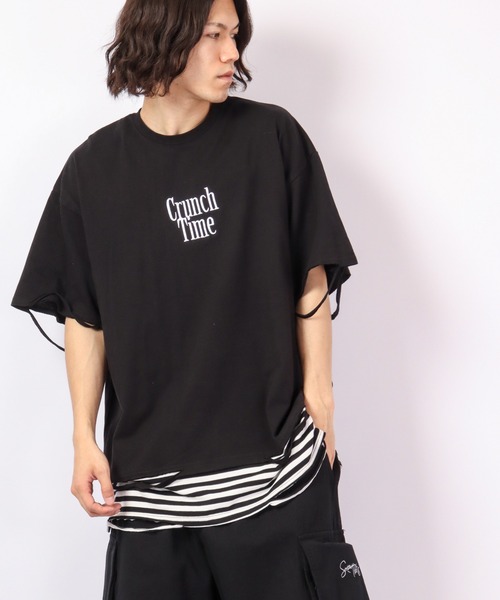 RE730 tシャツ フェイクレイヤードボーダーワイド半袖Tシャツ メンズ
