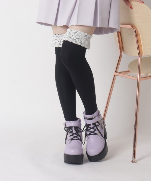 cs T&P ブーツ 厚底十字架チャーム付きチェーンブーツ