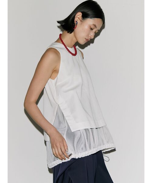 UN3D. タンクトップ ノースリーブ MESH LAYERED N/S TOP