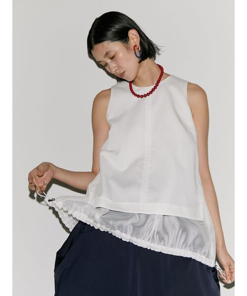 UN3D. タンクトップ ノースリーブ MESH LAYERED N/S TOP