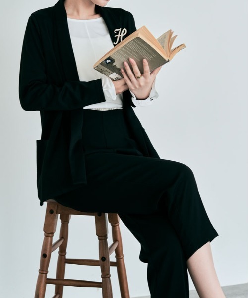 ジャケット テーラードジャケット ショール カラー ノーボタン