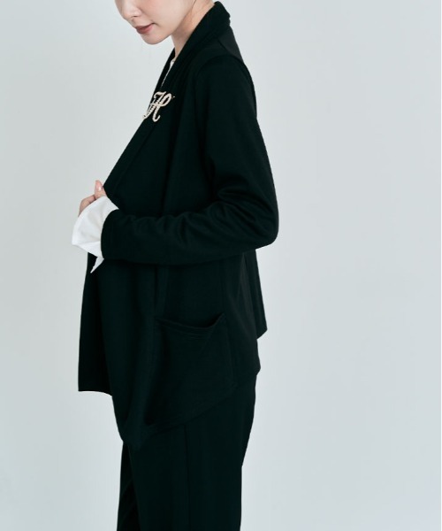 ジャケット テーラードジャケット ショール カラー ノーボタン